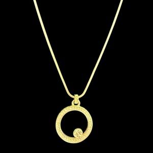 The Brighton Silver Crystal Halo Floating Solitaire Pendant Snake Chain Necklace